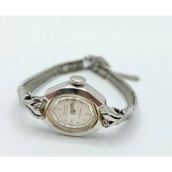 Ladies Gruen Precision 10k R.G.P. Bezel Diamond Accents 17J Manual Wind Watch - Picture 4 of 10